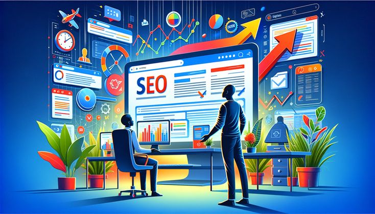 "Introduction to SEO" - A graphic illustrating the fundamentals of Search Engine Optimization in the digital marketing landscape.